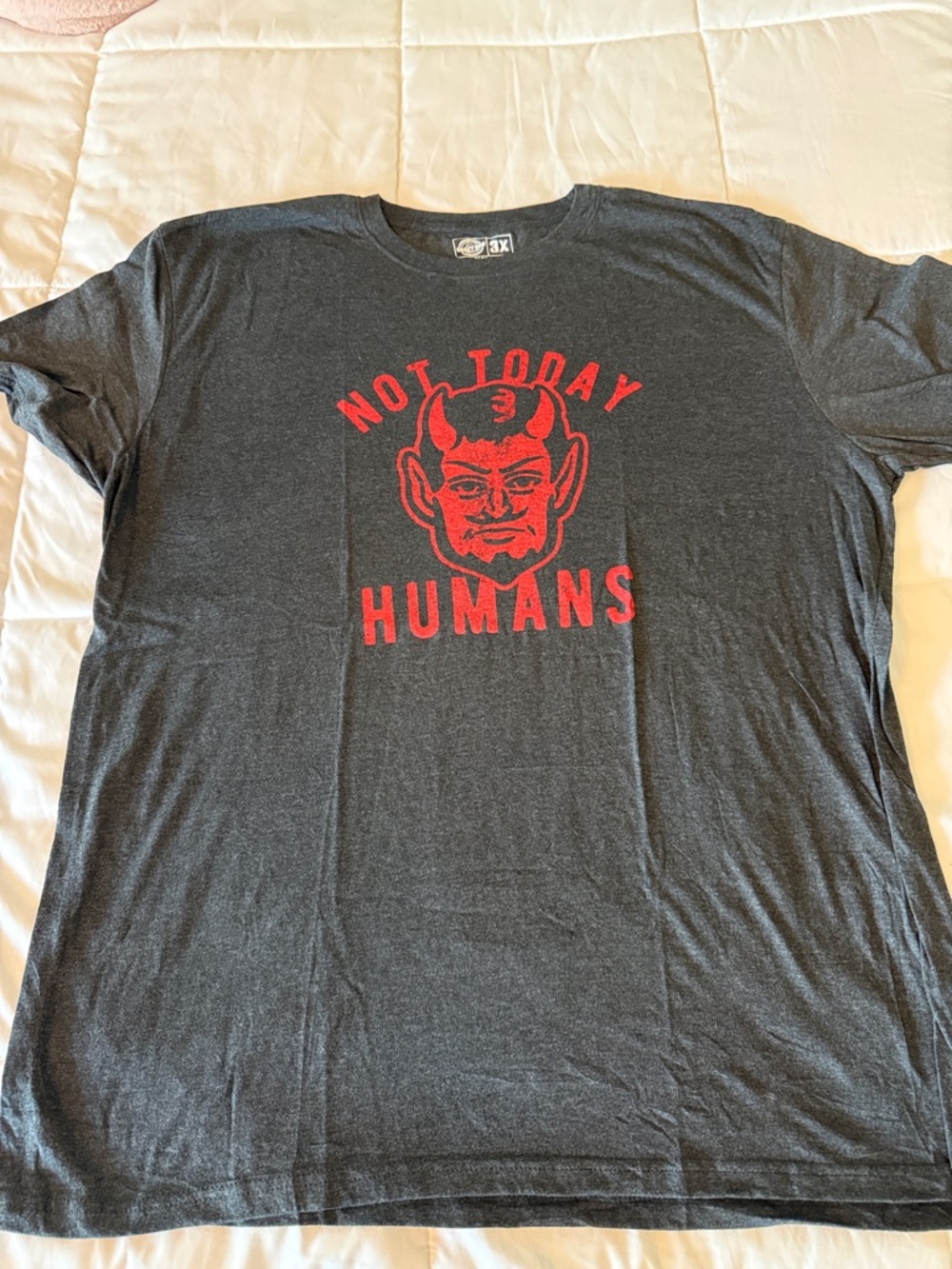 Crazy Dog T-Shirts Dark Gray Tee with Red 'Not Today Humans' Graphic
